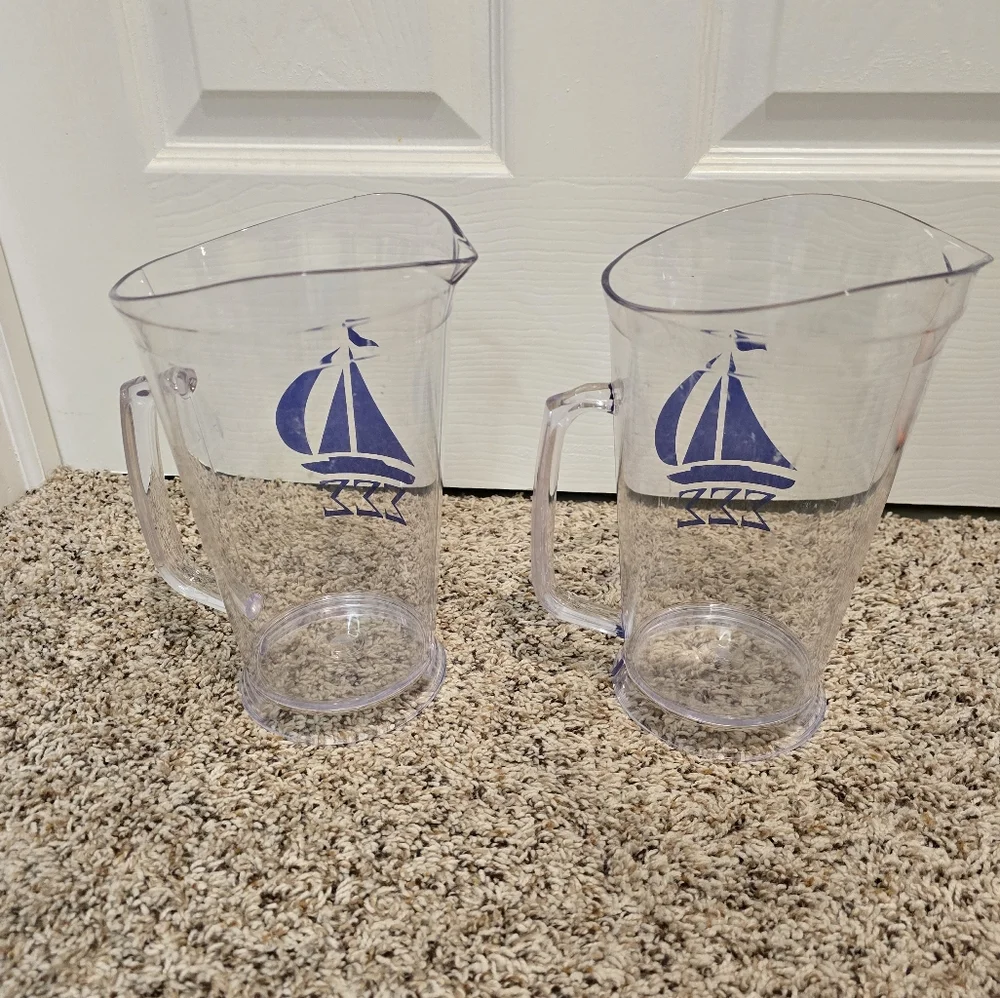 Clear Pitcher Set with Sigma Sigma Sigma Sailboat Design Tri-Sigma Sorority - Picture 5 of 11